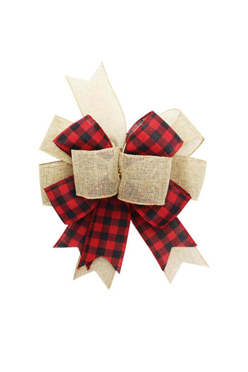 Christmas bow Plaid Christmas ribbon handmade bow in imitation of hemp 834545231731 - COCOMELODY